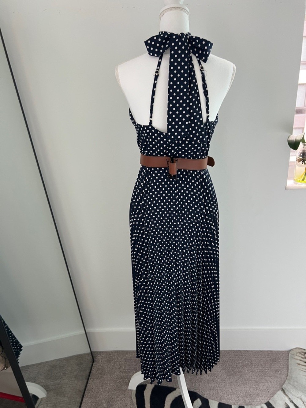 Zara Polka dot  Midi Dress with Belt - Picture 4 of 7